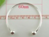 Picture of Copper European Style Open Cuff Charm Bangles Bracelets Silver Plated 17cm(6 6/8") long, 20 PCs