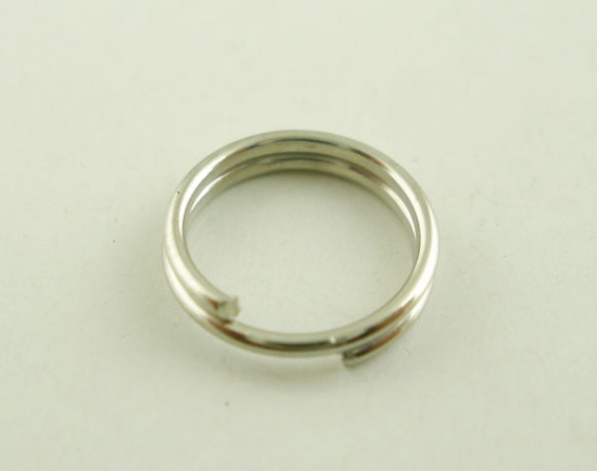 Picture of 0.6mm Iron Based Alloy Double Split Jump Rings Findings Round Silver Tone 7mm Dia, 500 PCs
