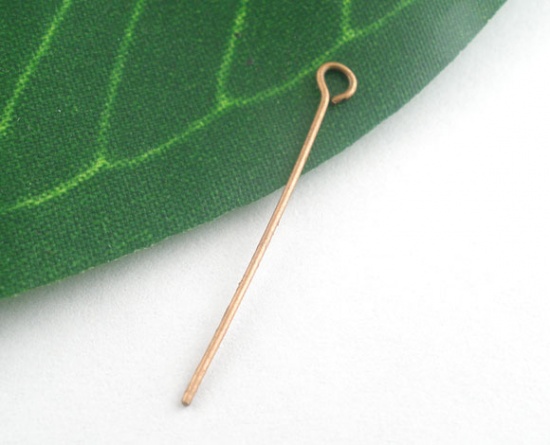 Picture of Alloy Eye Pins Antique Copper 5cm(2") long, 0.7mm (21 gauge), 300 PCs