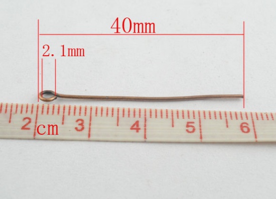 Immagine di Lega di Ferro OcchiSpilli Ossido di Rame lunghezza:4cm 0.7mm (misura), 400 Pz