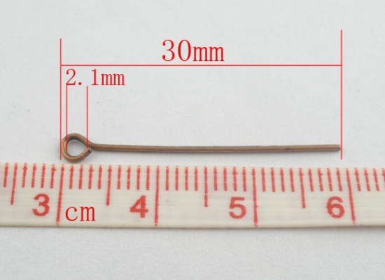 Immagine di Lega di Ferro OcchiSpilli Ossido di Rame lunghezza:3cm 0.7mm (misura), 500 Pz