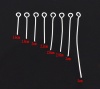 Picture of Iron Based Alloy Eye Pins Silver Plated Mixed 5cm(2") long - 1.6cm( 5/8") long, 0.7mm(21 gauge), 1 Packet(800 PCs)