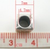 Immagine di Lega di Zinco Stile Europeo Perline Cubo Argento Antico Circa 7.0mm x 7.0mm, Foro: Circa 4.7mm, 26 Pz