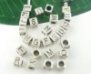 Picture of Zinc Based Alloy European Style Large Hole Charm Beads Cube Antique Silver Letter Mixed Carved About 7mm x 7mm, Hole: Approx 4.7mm, 26 PCs