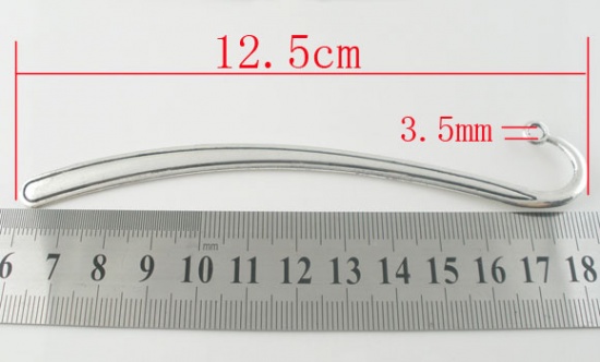 Immagine di Lega di Zinco Segnalibro Curva Argento Antico Con Loop 12.5cm, 5 Pz