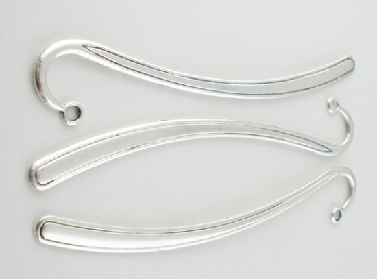 Immagine di Lega di Zinco Segnalibro Curva Argento Antico Con Loop 12.5cm, 5 Pz