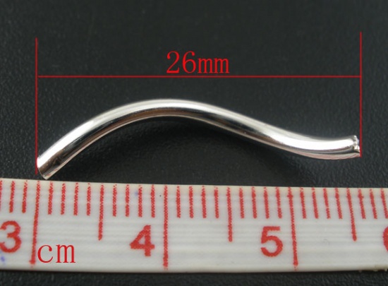 Bild von Messing Perlen S-Form Versilbert ca. 26mm x 2mm, Loch:ca. 1.5mm, 200 Stück                                                                                                                                                                                    