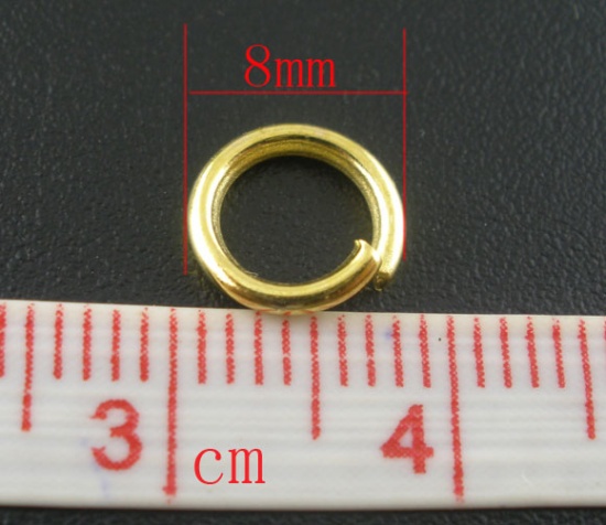 Picture of 1.2mm Iron Based Alloy Open Jump Rings Findings Round Gold Plated 8mm Dia, 200 PCs