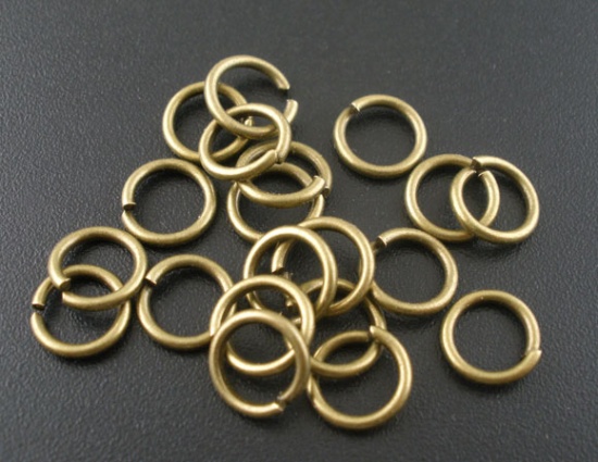 Picture of 1.2mm Iron Based Alloy Open Jump Rings Findings Round Antique Bronze 8mm Dia, 200 PCs