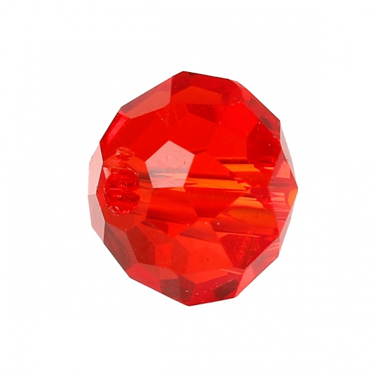 Imagen de Cuentas Flojas Cristal Vidrio de Plano Redondo,Facetas Rojo 8mm Diámetro, Agujero: acerca de 1.3mm, 70 Unidades