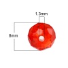 Imagen de Cuentas Flojas Cristal Vidrio de Plano Redondo,Facetas Rojo 8mm Diámetro, Agujero: acerca de 1.3mm, 70 Unidades