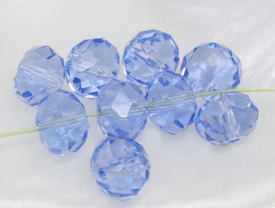 Bild von blau Kristall Glas Facettiert Rondell Perlen 8mmx6mm, 70 Stücke