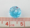 Picture of Crystal Glass Loose Beads Round Lake Blue Transparent Faceted About 8mm Dia. - 7mm Dia., Hole: Approx 1.3mm, 70 PCs