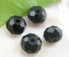 Picture of Crystal Glass Loose Beads Round Black Faceted About 8mm Dia, Hole: Approx 1.3mm, 70 PCs