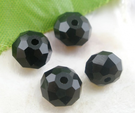 Crystal Glass Loose Beads Round Black Faceted About 8mm Dia, Hole: Approx 1.3mm, 70 PCs