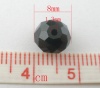 Image de Perles Cristales en Verre Plat-Rond Noir à Facettes 8mm Dia, Taille de Trou: 1.3mm, 70 Pcs