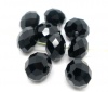 Image de Perles Cristales en Verre Plat-Rond Noir à Facettes 8mm Dia, Taille de Trou: 1.3mm, 70 Pcs