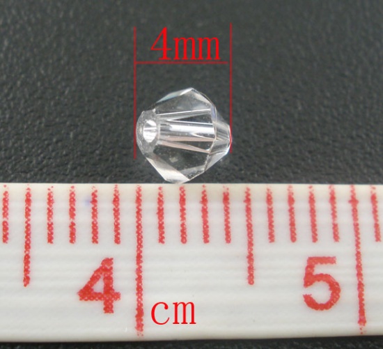Immagine di Vetro Sciolto Perline Doppio Cono Bianco Sfaccettato Circa 4mm x 4mm, Foro: Circa 0.8mm, 400 Pz