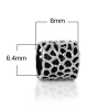 Picture of Zinc Metal Alloy European Style Large Hole Charm Beads Cylinder Antique Silver Flower Hollow Pattern About 8mm x 8mm, Hole: Approx 6.4mm, 50 PCs