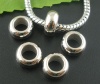 Picture of CCB Plastic European Style Large Hole Charm Beads Round Silver Tone About 10mm Dia, Hole: Approx 5.7mm, 200 PCs