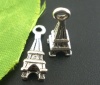 Imagen de Colgantes 3D Aleación del Metal Del Zinc de Torre Eiffel Plata Antigua  18mm x 6mm, 30 Unidades