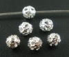 Picture of Alloy Filigree Spacer Beads Ball Silver Plated Hollow About 4mm Dia, Hole:Approx 0.5mm, 500 PCs
