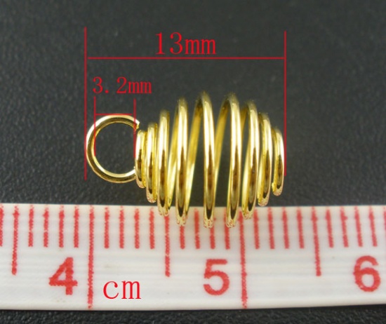 Picture of Iron Based Alloy Spiral Bead Cages Pendants Lantern Gold Plated 13mm x 9mm, 100 PCs