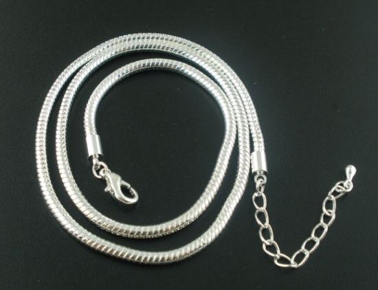 Immagine di Rame Stile Europeo Catena di Serpente Collana Argento Placcato lunghezza:45.0cm 2 Pz