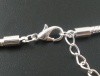 Bild von Kupfer European Stil Charm Versilbert Schlangenkette Armband "Love" Carved mit Snap Verschluss 45cm lang, Verkauft eine Packung mit 2