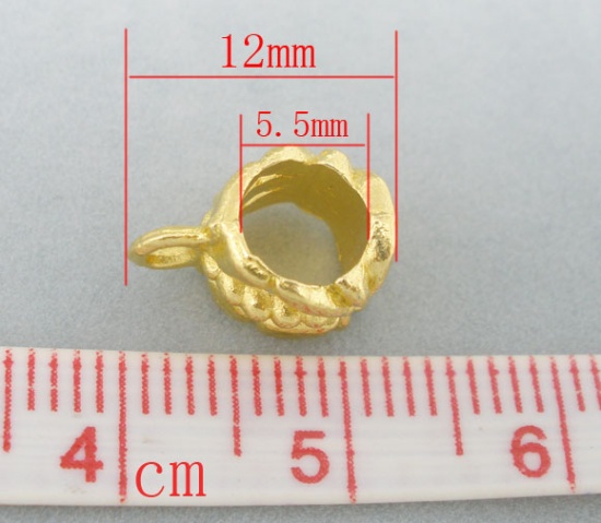 Immagine di Manico Perline Tondo Oro Placcato Lettere Forma Adatto Braccialetto Europeo 12mm x 6mm , 50 Pz