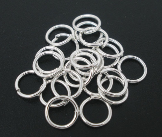 Picture of 1mm Iron Based Alloy Open Jump Rings Findings Round Silver Plated 8mm Dia, 400 PCs