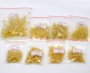 Picture of Iron Based Alloy Eye Pins Gold Plated Mixed 5cm(2") long - 1.6cm( 5/8") long, 0.7mm(21 gauge), 800 PCs
