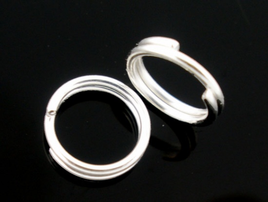 Picture of 0.6mm Iron Based Alloy Double Split Jump Rings Findings Round Silver Plated 6mm Dia, 16000 PCs