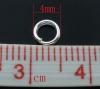 Изображение 0.6мм Железный Сплав(Без Кадмия) Колечки Двойная петля Круглые Посеребренный 4мм диаметр, 1000 ШТ