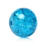 クリスタルガラスビーズ 円形 青 クラックル 約 10mm直径、 穴：約 1.4mm、 50 個 の画像