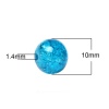 クリスタルガラスビーズ 円形 青 クラックル 約 10mm直径、 穴：約 1.4mm、 50 個 の画像