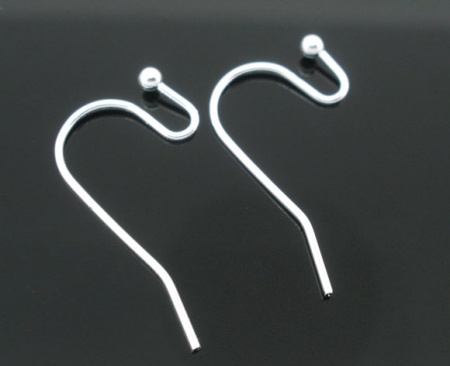 Imagen de Componentes de aretes GanchosLatón de Torcido,Argentado 21mm x 12mm, 200 Unidades