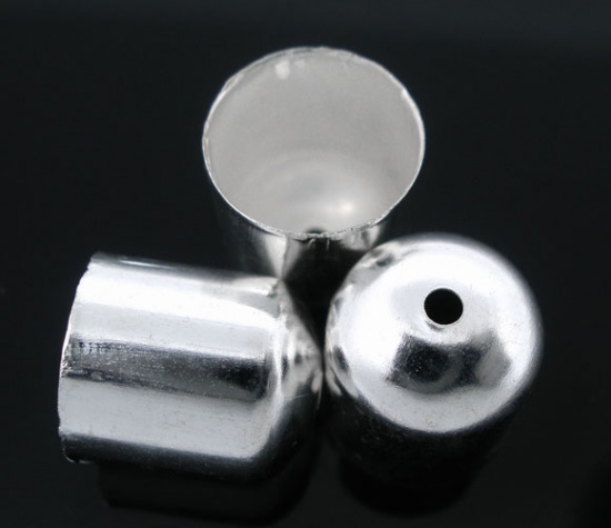 Изображение Зажим-концевик для Ожерелья 10x11mm Посеребренный Подходит под 9mm, Проданые 100 шт/уп
