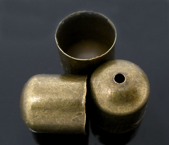 Bild von Bronzefarben Endkappen für Seide und Draht 10x11mm(Für 9mm).Verkauft eine Packung mit 100