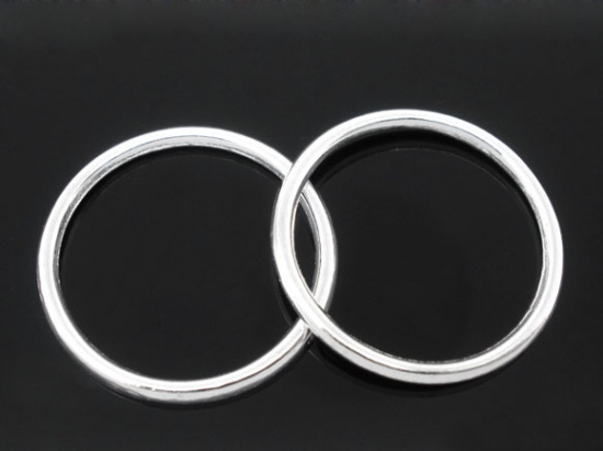 Picture of 1.7mm Zinc Based Alloy Closed Soldered Jump Rings Findings Round Silver Plated 24mm Dia, 50 PCs