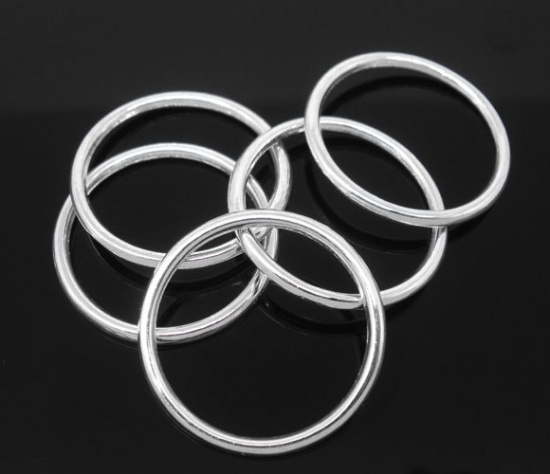 Picture of 50 PCs 24mm Dia., 1.7mm Zinc Based Alloy Closed Soldered Jump Rings Findings For Jewelry Making Silver Plated Round