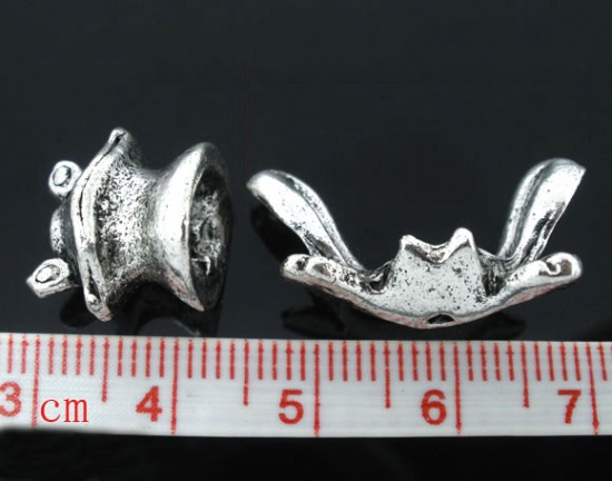 Picture of Zinc Based Alloy Beads Caps Frog Animal Antique Silver Color (Fit Beads Size: 12mm Dia.) 26mm x 9mm - 24mm x 9mm 14mm x 13mm, 5 Sets