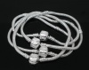 Picture of Copper European Style Snake Chain Charm Bracelets Silver Plated W/ "Love" Carved Stopper Clip 17cm long, 4 PCs