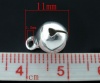 合金 チャームペンダント 鈴 銀メッキ 11.0mm x 8.0mm、 100 PCs の画像