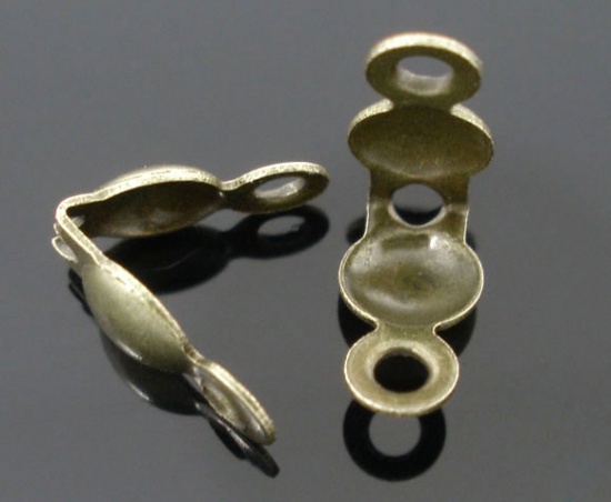 Bild von Eisen(Legierung) Quetschkalotten（Knotenabdeckung） für Kugelkette Bronzefarben 8mm x 4mm 500 Stück