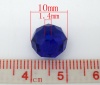 Picture of Crystal Glass Loose Beads Round Deep Blue Transparent Faceted About 10mm Dia, Hole: Approx 1mm, 50 PCs