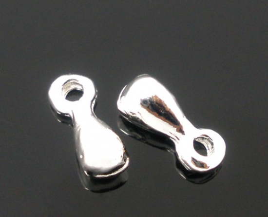 Picture of 200 PCs Silver Plated Extender Chain Drops/Pendants Findings 7x3mm