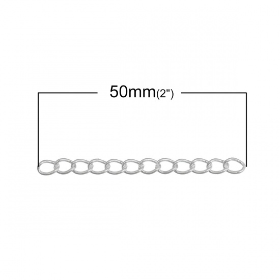 Picture of Alloy Extender Chain For Jewelry Necklace Bracelet Silver Plated 5cm(2") long, 100 PCs