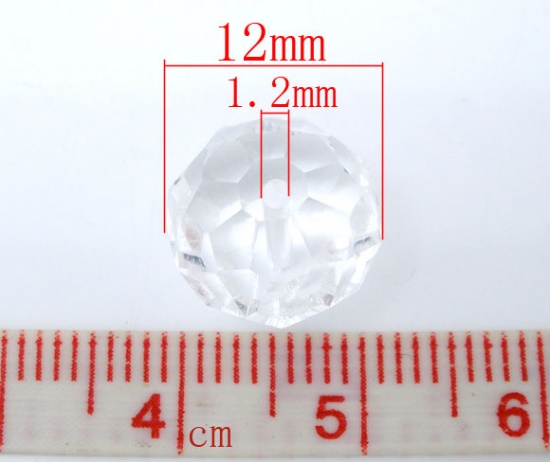 Bild von Klar Kristall Glas Facettiert Rondell Perlen 12mm, 50 Stücke