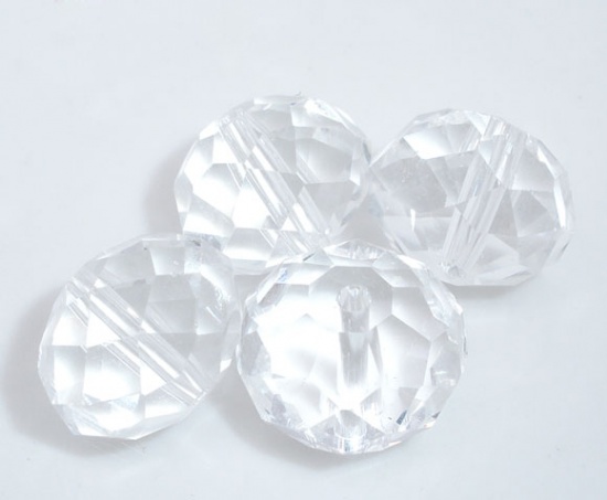 Bild von Klar Kristall Glas Facettiert Rondell Perlen 12mm, 50 Stücke